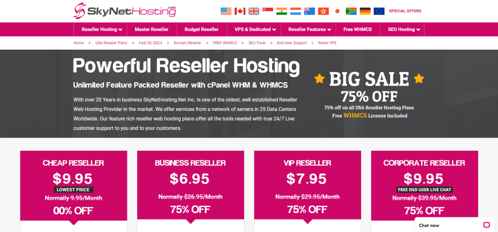 web hosting reseller packages