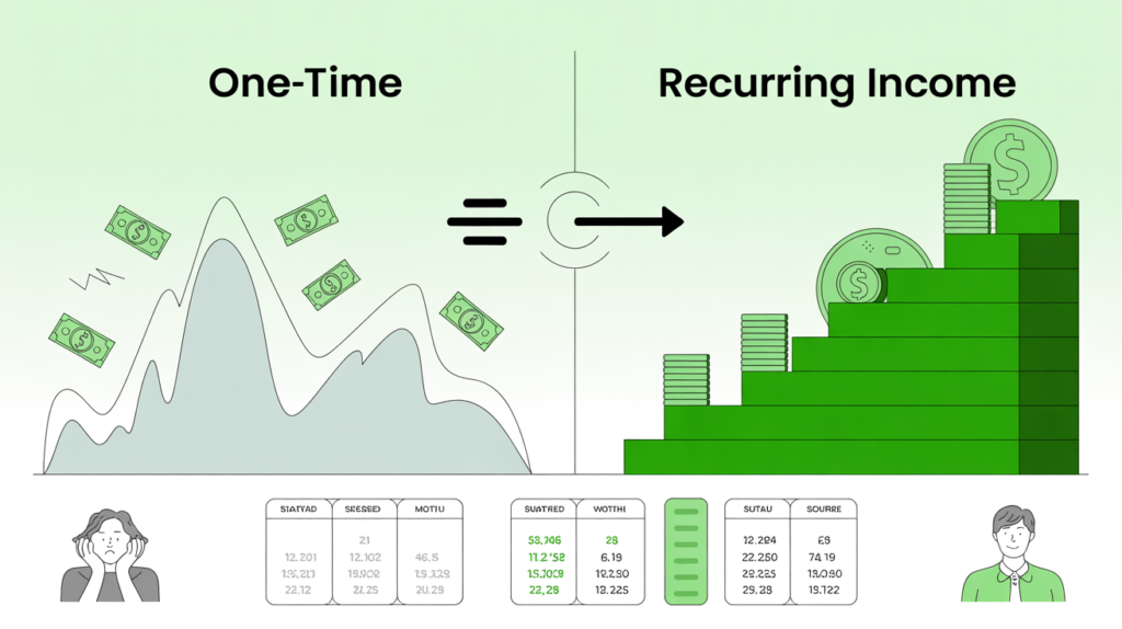 D2WO4KAQR2 iAzI0I9hLWg The difference between one time income vs recurring income