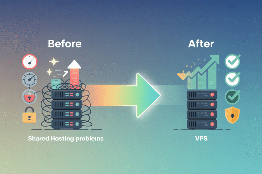 The visual of move a website from shared hosting to vps hosting