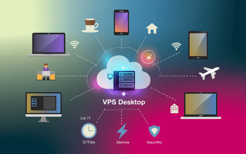 create a modern clean visual showing vps sfFQ FArScK35tnC5oEfhg g50x2u0sSue Pon9fjB2eg 1 What does it mean to use a VPS as a remote desktop