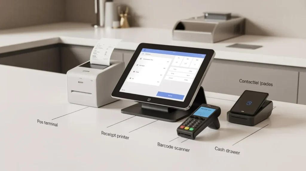 POS Hardware terminals such as POS terminal, Receipt printer, Barcode scanner, Payment terminal