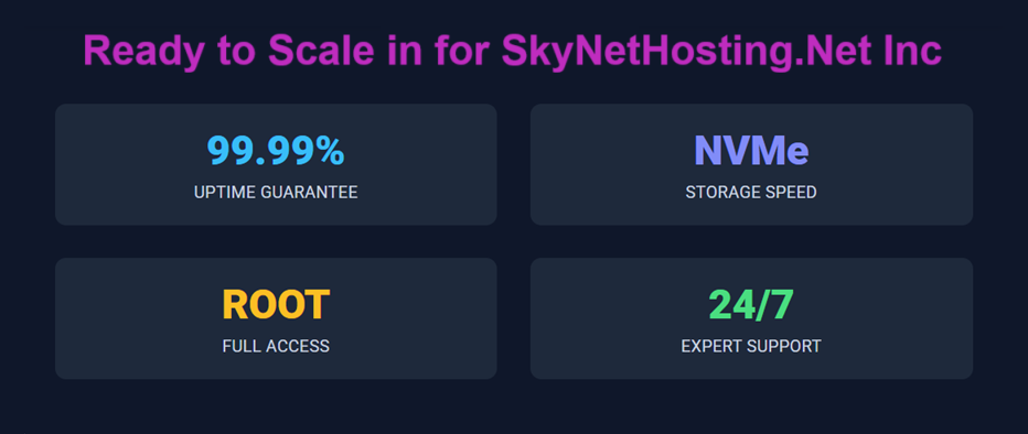 SkyNetHosting.Net VPS Hosting features.