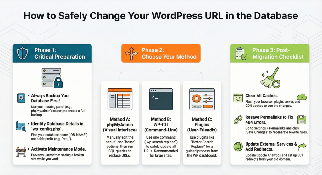 how safely to change the word press URL