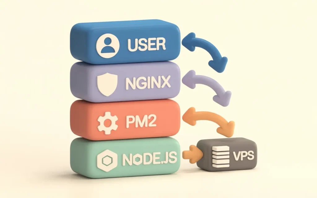 Diagram of how to Deploy Node.js apps
