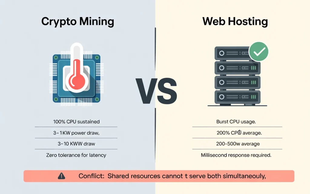 crypto mining vs web hosting conflict